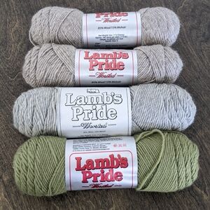 Lot of 4 Skeins Brown Sheep Lamb's Pride Worsted Yarn Wool Mohair 2 Extra Skeins
